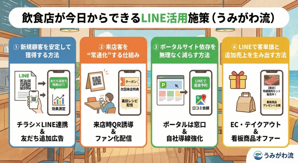 飲食店が今日からできるLINE活用施策(うみがわ流)